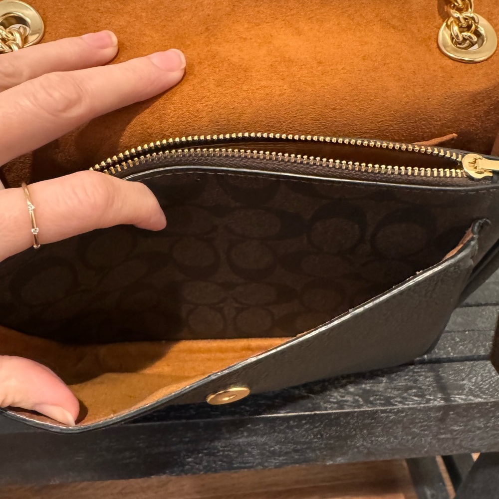 Coach Elodie - Black and Brown Pebble Leather Crossbody Bag - Picture 8 of 15